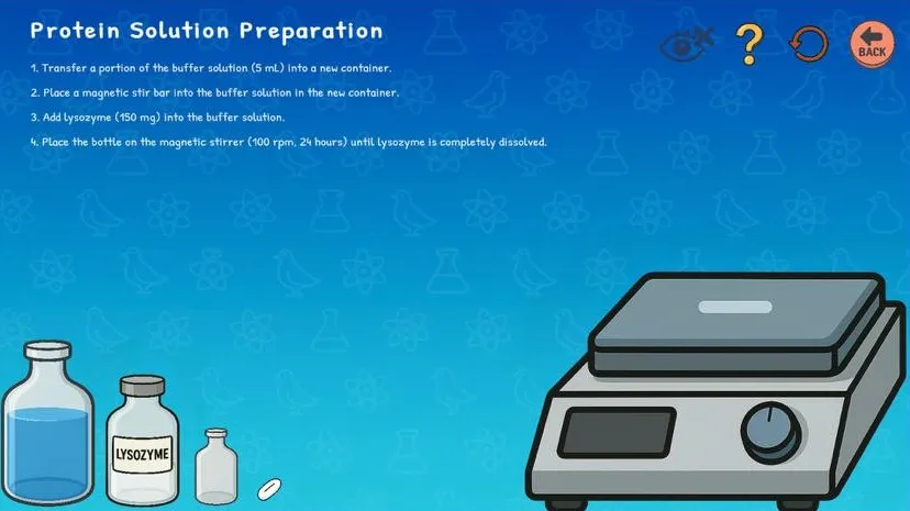 Guided activity for preparing a protein solution