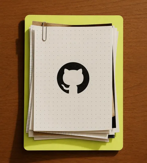 GitHub logo displayed on a vintage computer