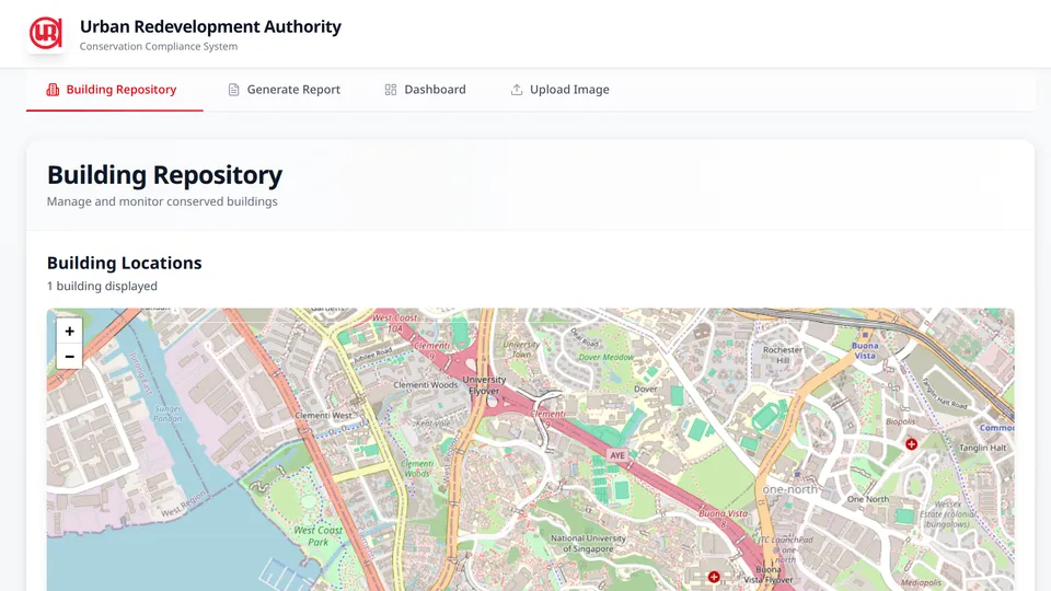 Searching the conserved-building registry from an interactive map